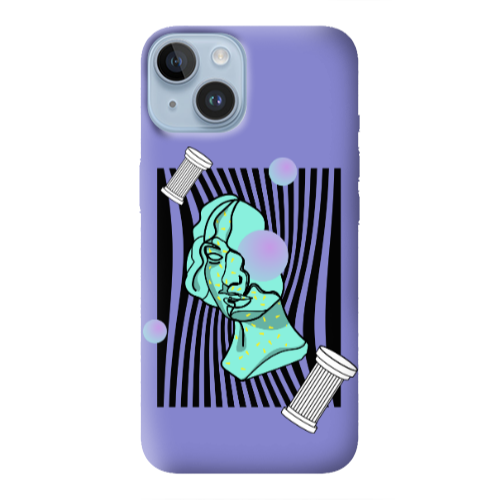Apple iPhone 14  Columns Purple Colored Silicone TPU Θήκη