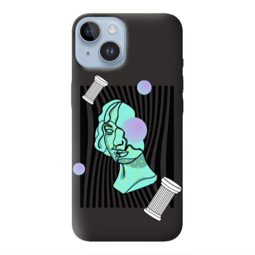 Apple iPhone 14  Columns Black Colored Silicone TPU Θήκη