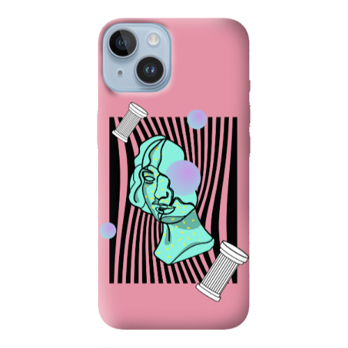 Apple iPhone 14 Plus Columns Pink Colored Silicone TPU Θήκη