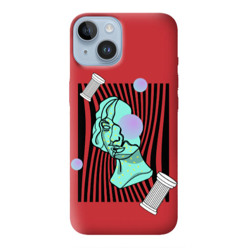 Apple iPhone 14 Plus Columns Red Colored Silicone TPU Θήκη