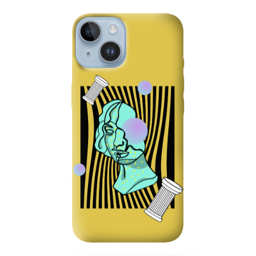Apple iPhone 14 Plus Columns Yellow Colored Silicone TPU Θήκη