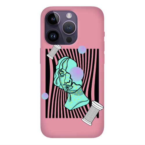 Apple iPhone 14 Pro  Columns Pink Colored Silicone TPU Θήκη