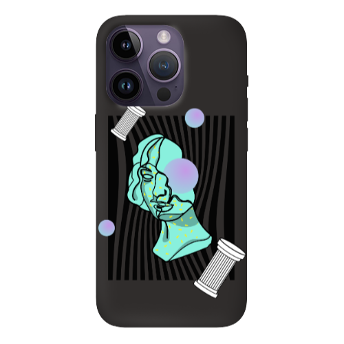 Apple iPhone 14 Pro  Columns Black Colored Silicone TPU Θήκη
