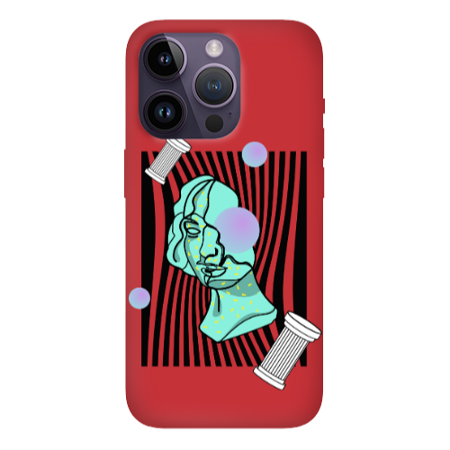 Apple iPhone 14 Pro  Columns Red Colored Silicone TPU Θήκη