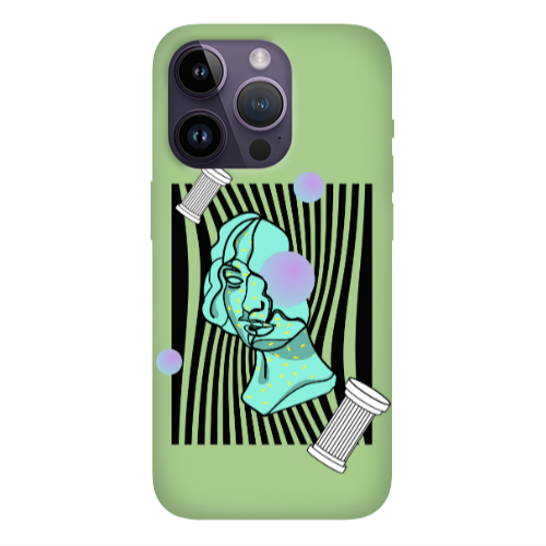 Apple iPhone 14 Pro Max Columns Light Green Colored Silicone TPU Θήκη