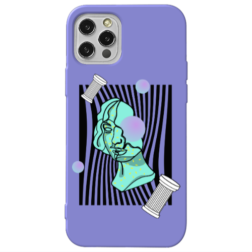 Apple iPhone 13 Pro Columns Purple Colored Silicone TPU Θήκη