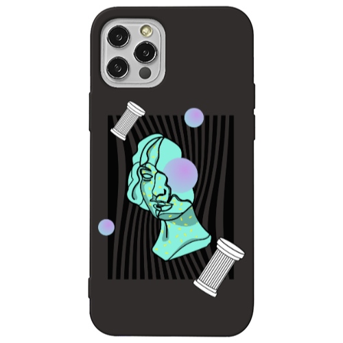 Apple iPhone 13 Pro Columns Black Colored Silicone TPU Θήκη