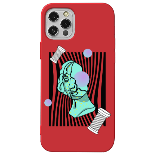 Apple iPhone 13 Pro Columns Red Colored Silicone TPU Θήκη