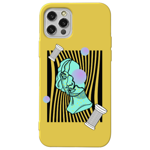 Apple iPhone 13 Pro Columns Yellow Colored Silicone TPU Θήκη