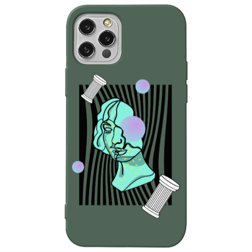 Apple iPhone 13 Pro Columns Dark Green Colored Silicone TPU Θήκη