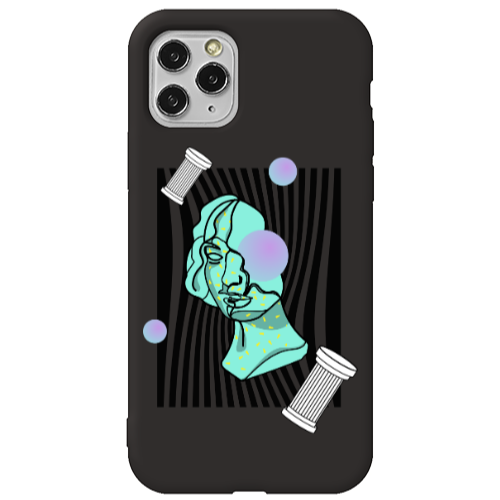 Apple iPhone 11 Pro Max Columns Black Colored Silicone TPU Θήκη