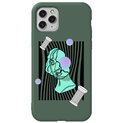 Apple iPhone 11 Pro Max Columns Dark Green Colored Silicone TPU Θήκη