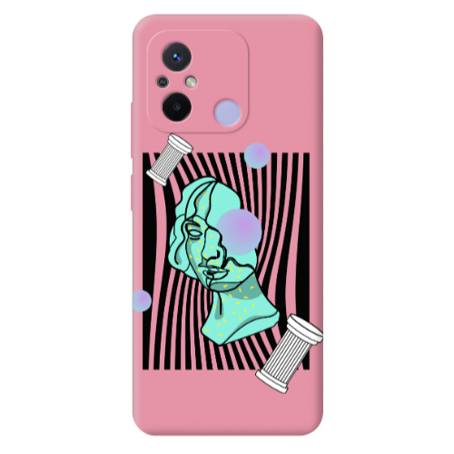 Xiaomi Redmi 12C Columns Pink Colored Silicone TPU Θήκη