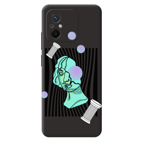 Xiaomi Redmi 12C Columns Black Colored Silicone TPU Θήκη