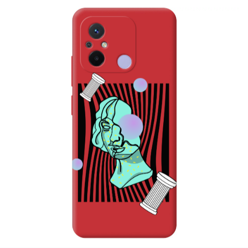 Xiaomi Redmi 12C Columns Red Colored Silicone TPU Θήκη