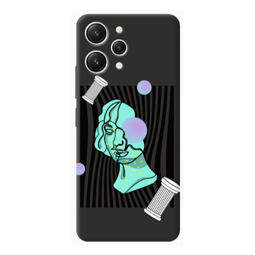 Xiaomi Redmi 12 Columns Black Colored Silicone TPU Θήκη