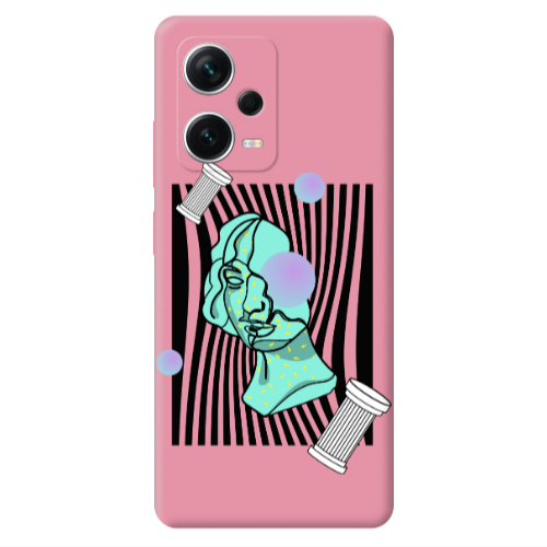 Xiaomi Poco X5 Columns Pink Colored Silicone TPU Θήκη
