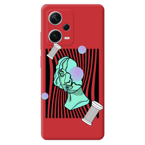 Xiaomi Poco X5 Columns Red Colored Silicone TPU Θήκη