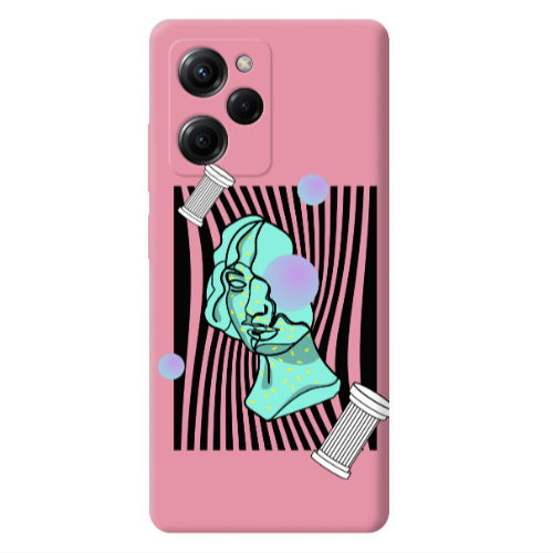 Xiaomi Poco X5 Pro Columns Pink Colored Silicone TPU Θήκη