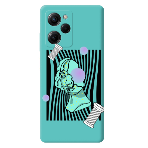 Xiaomi Poco X5 Pro Columns Turquoise Colored Silicone TPU Θήκη