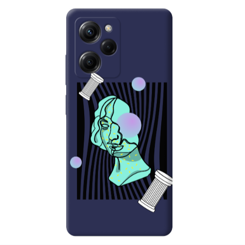 Xiaomi Poco X5 Pro Columns Dark blue Colored Silicone TPU Θήκη