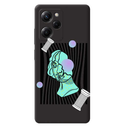 Xiaomi Poco X5 Pro Columns Black Colored Silicone TPU Θήκη