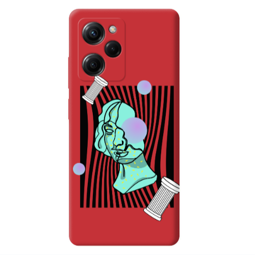 Xiaomi Poco X5 Pro Columns Red Colored Silicone TPU Θήκη