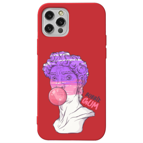 Apple iPhone 12 Pro Pin Bubble Red Colored Silicone TPU Θήκη