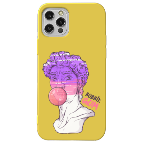 Apple iPhone 12 Pro Pin Bubble Yellow Colored Silicone TPU Θήκη