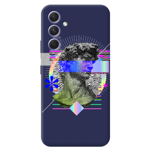Samsung A56 Statue pixels Dark blue Colored Silicone TPU Θήκη