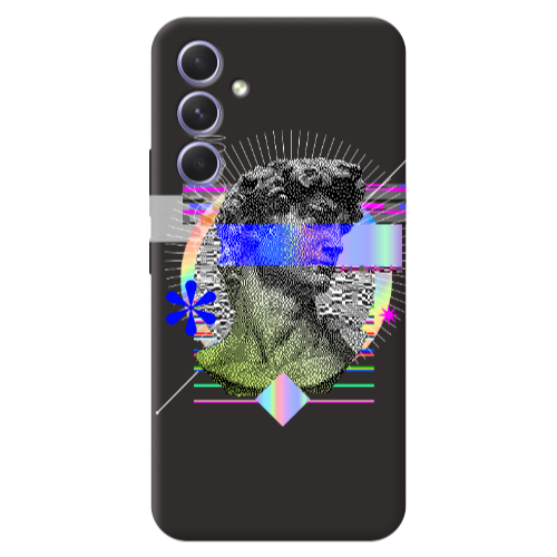 Samsung A56 Statue pixels Black Colored Silicone TPU Θήκη