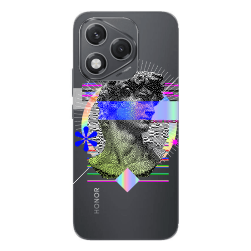 Honor 400 Lite Statue pixels Transparent Silicone TPU Θήκη