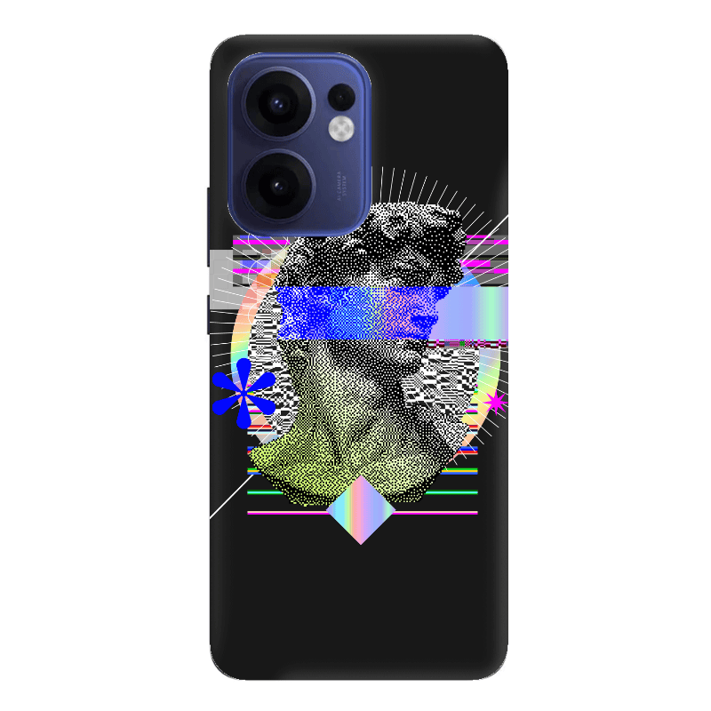 Oppo Reno 13 F Statue pixels Black Colored Silicone TPU Θήκη