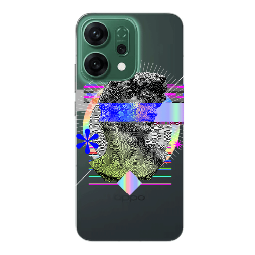 Oppo RENO 14 Statue pixels Transparent Silicone TPU Θήκη