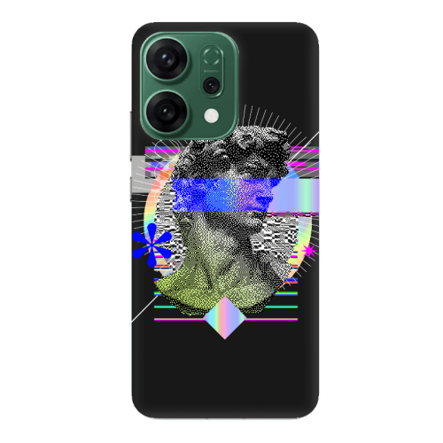 Oppo RENO 14 Statue pixels Black Colored Silicone TPU Θήκη