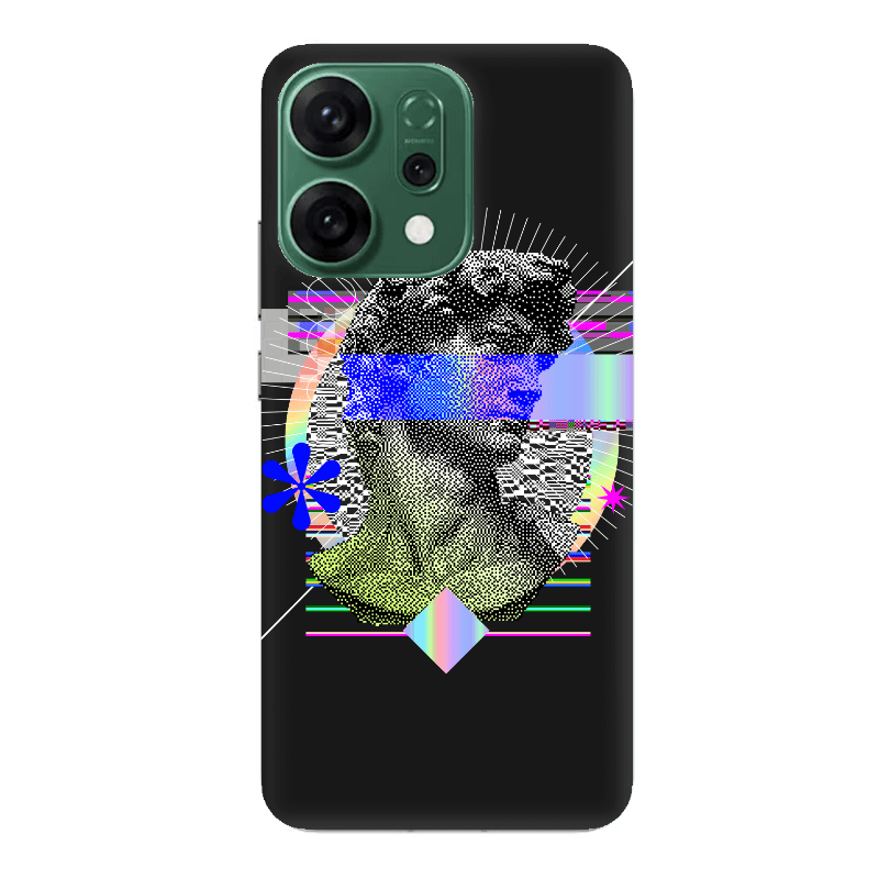 Oppo RENO 14 Statue pixels Black Colored Silicone TPU Θήκη