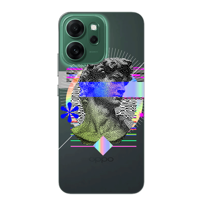 Oppo 14 F Statue pixels Transparent Silicone TPU Θήκη