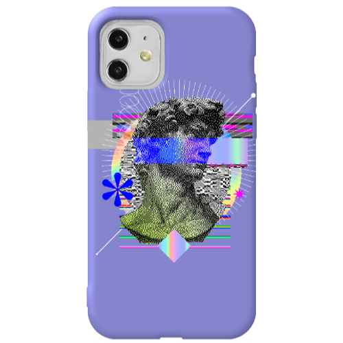 Apple iPhone 11  Statue pixels Purple Colored Silicone TPU Θήκη