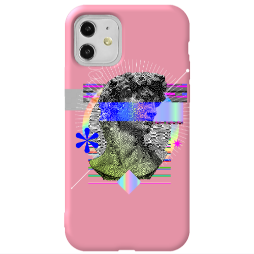 Apple iPhone 11  Statue pixels Pink Colored Silicone TPU Θήκη