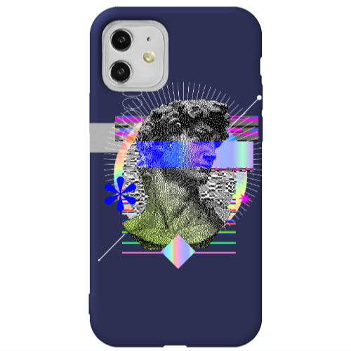 Apple iPhone 11  Statue pixels Dark blue Colored Silicone TPU Θήκη