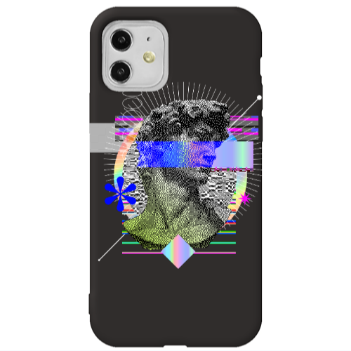Apple iPhone 11  Statue pixels Black Colored Silicone TPU Θήκη