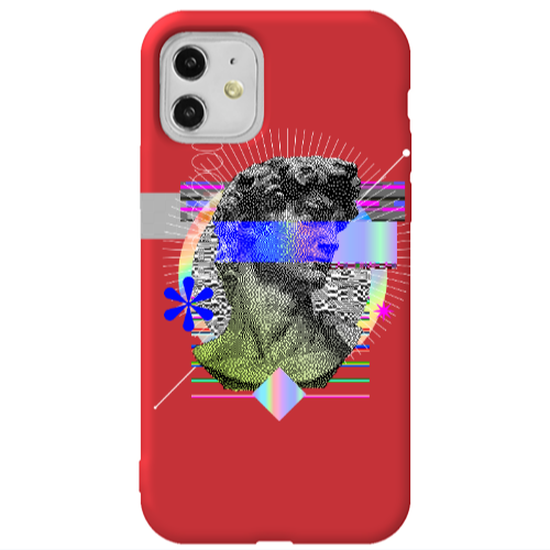 Apple iPhone 11  Statue pixels Red Colored Silicone TPU Θήκη
