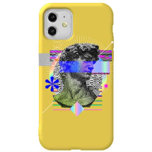 Apple iPhone 11  Statue pixels Yellow Colored Silicone TPU Θήκη