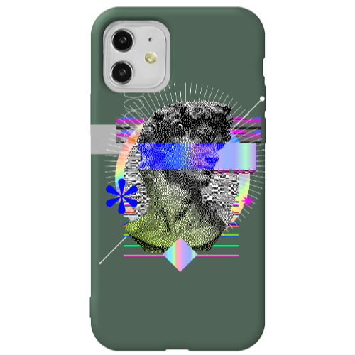 Apple iPhone 11  Statue pixels Dark Green Colored Silicone TPU Θήκη