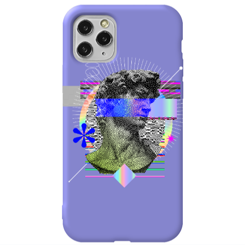 Apple iPhone 11 Pro Statue pixels Purple Colored Silicone TPU Θήκη