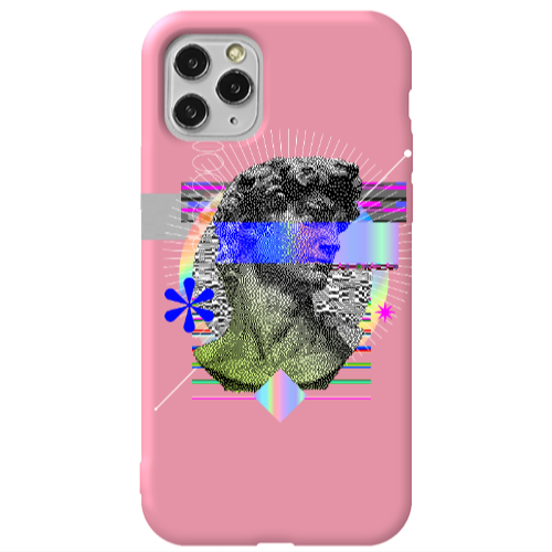 Apple iPhone 11 Pro Statue pixels Pink Colored Silicone TPU Θήκη