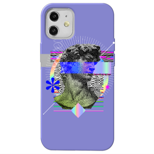 Apple iPhone 12 Statue pixels Purple Colored Silicone TPU Θήκη