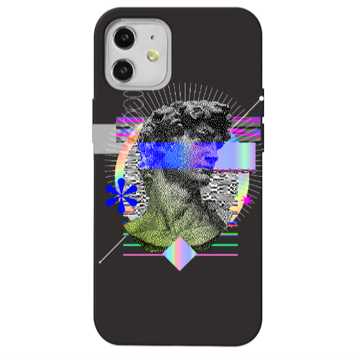 Apple iPhone 12 Statue pixels Black Colored Silicone TPU Θήκη