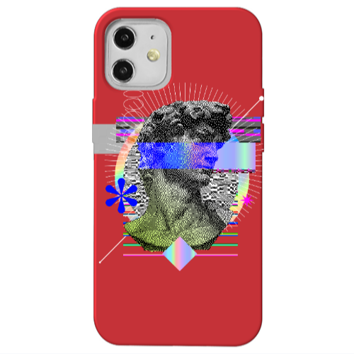 Apple iPhone 12 Statue pixels Red Colored Silicone TPU Θήκη