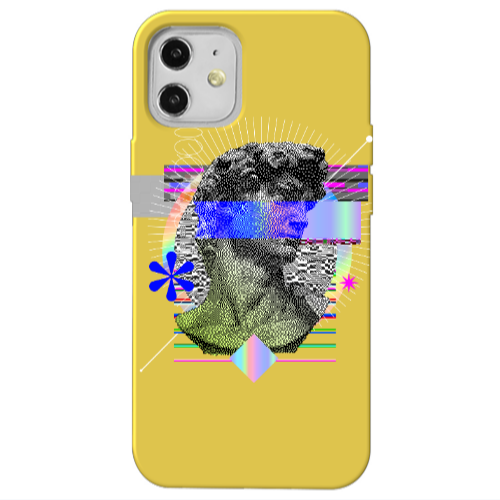 Apple iPhone 12 Statue pixels Yellow Colored Silicone TPU Θήκη